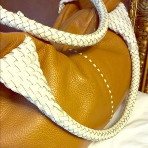 Paolo Masi genuine leather hand bag, camel color